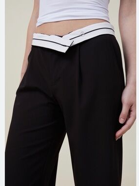 Zara grey Trousers with White Contrast Waistband - size L